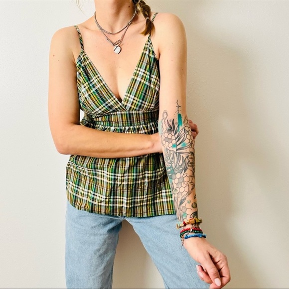 J. Crew Tops - J. Crew NWOT Plaid Green Tank Sleeveless Spaghetti Straps size 10
